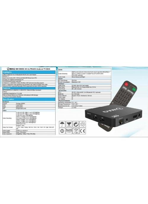 Boitier Décodeur Android IPTV Box iMaq 900 4K + Wi-Fi internet tv