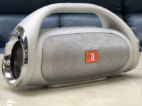 Enceinte Haut Parleur Sans Fil Portable Boombox Bluetooth + Power Bank - Silver